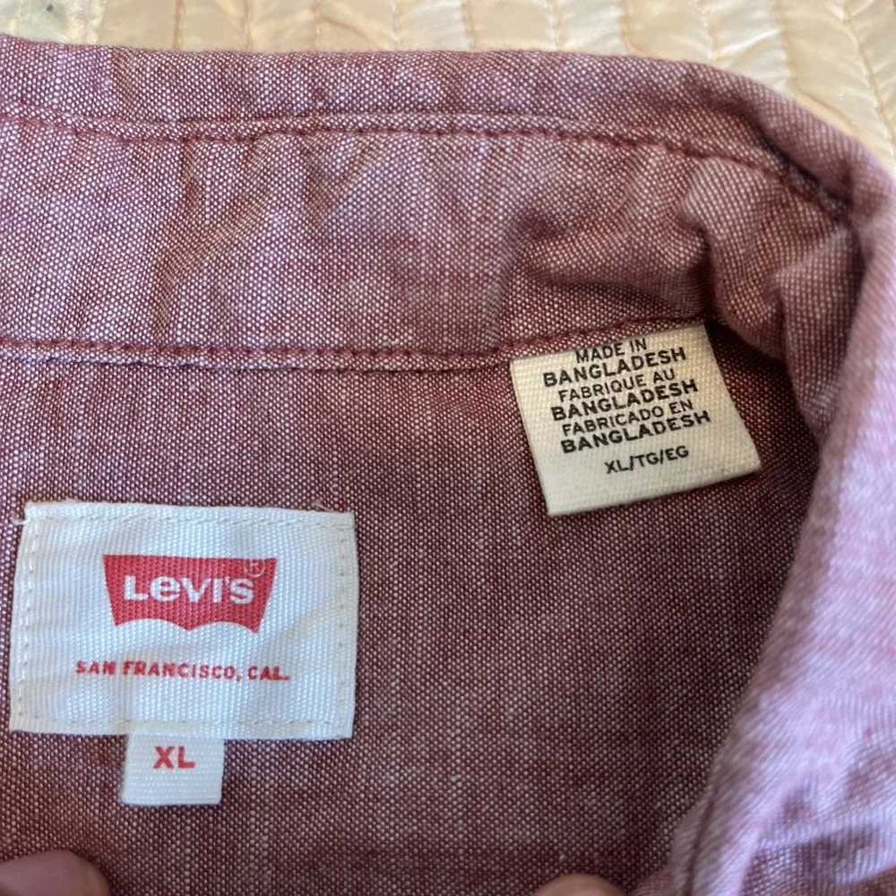 Levi s Red Chambray Shirt | Cotton Trucker, US Men s L